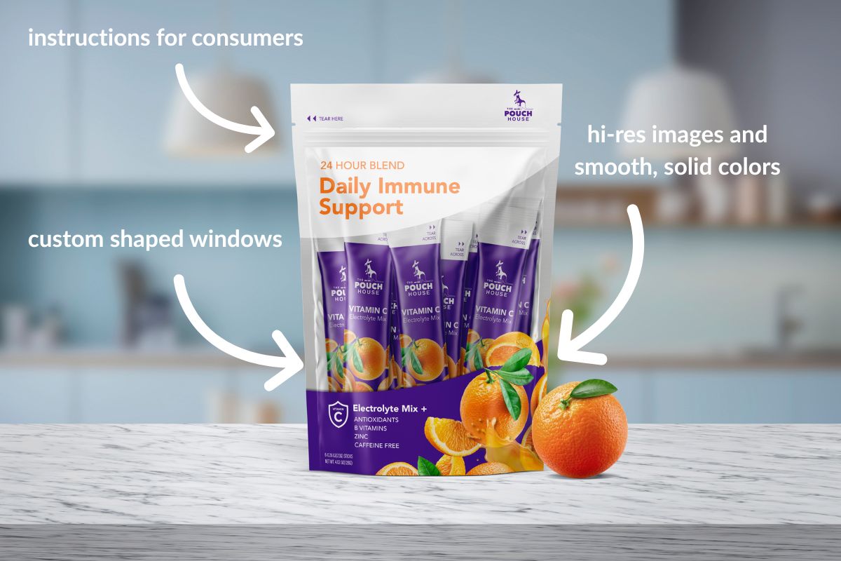 High Quality Pouch Art Design With Window And Hi Res Digital Images