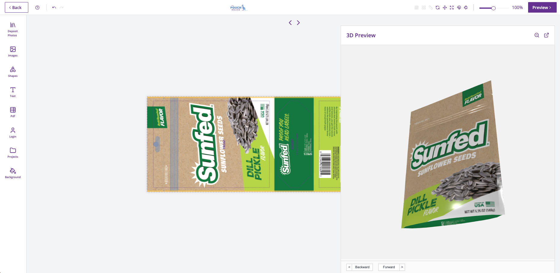 Live 3D Pouch Proof online