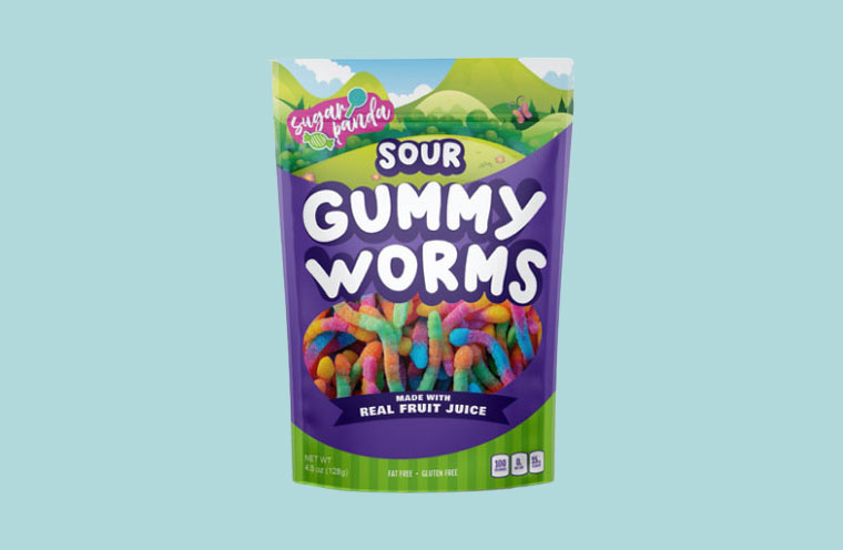 printed pouch packaging for gummy worms
