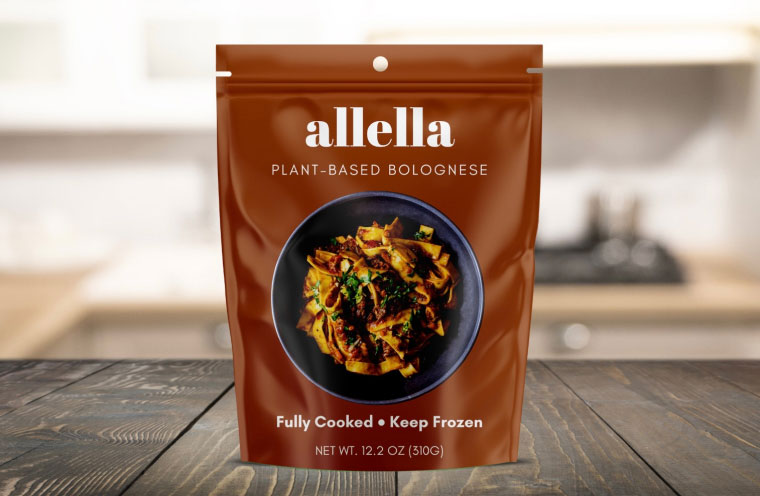 frozen meal pouch with pasta in the kitchen ready to eat