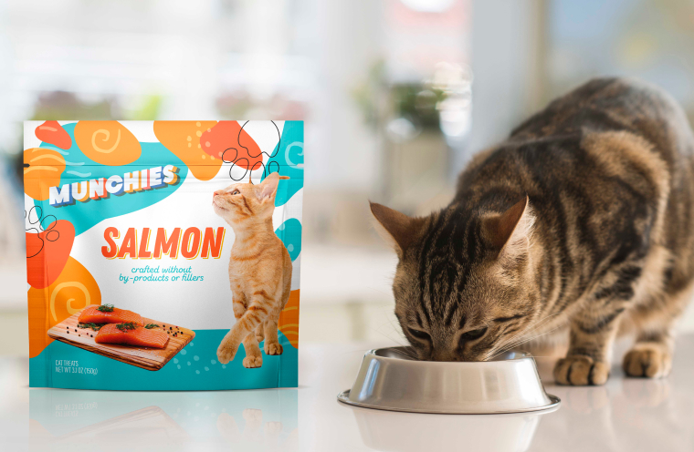 custom printed stand up pouch for salmon cat treats