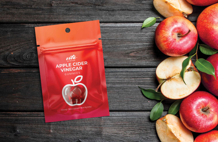flat windo pouch for apple supplement gummy