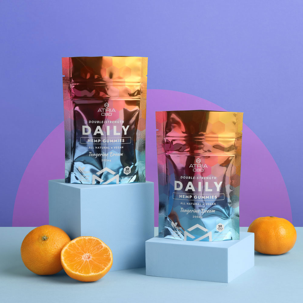 custom printed stand up pouches for cbd with oranges